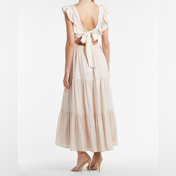 Express Tiered Ruffle Cutout Back Maxi Dress Size XL NWT Feminine - Picture 1 of 15